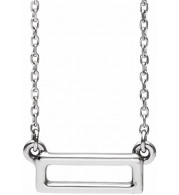 14K White Rectangle Bar 16-18 Necklace - 86617600P