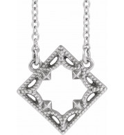 14K White Vintage-Inspired Geometric 18 Necklace - 86922605P