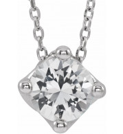 14K White Sapphire Solitaire 16-18 Necklace - 869936015P