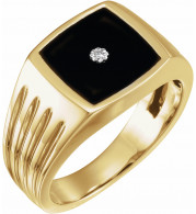 14K Yellow Onyx & .005 CTW Diamond Grooved Ring - 651637100P