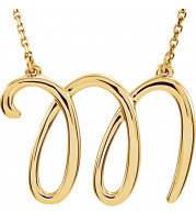 14K Yellow Script Initial M 16 Necklace - 84635125P