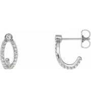 14K White 1/3 CTW Diamond J-Hoop Earrings - 86816600P