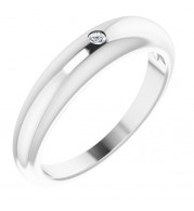 14K White .03 CT Diamond Petite Dome Ring - 124572107P
