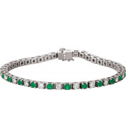Platinum Emerald & 2 1/3 CTW Diamond Line 7  Bracelet - 6207860000P