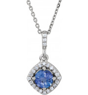14K White Tanzanite & 1/8 CTW Diamond Halo-Style 18 Necklace - 8530670000P