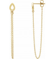 14K Yellow Leaf Chain Earrings - 65239160001P