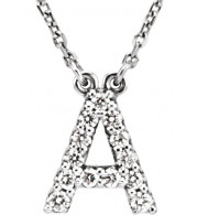 14K White Initial A 1/8 CTW Diamond 16 Necklace - 67311100P