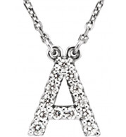 14K White Initial A 1/8 CTW Diamond 16 Necklace - 67311100P