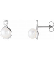 14K White Pearl Earrings - 86726600P