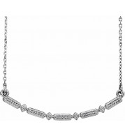 14K White Beaded Bar 16-18 Necklace - 86539600P