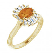 14K Yellow Citrine & 1/4 CTW Diamond Ring - 720846030P
