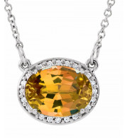 14K White Citrine & .05 CTW Diamond 16.5 Necklace - 8590370024P