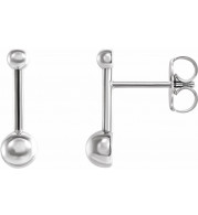 Platinum Bar & Ball Earrings - 87070603P
