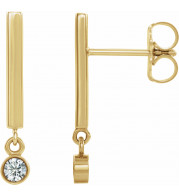 14K Yellow 1/8 CTW Diamond Bar Earrings - 869066017P