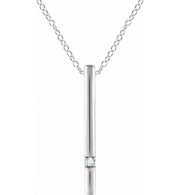 14K White .015 CT Diamond Bar 16-18 Necklace - 65221960001P