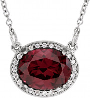 14K White Rhodolite Garnet & .05 CTW Diamond 16.5 Necklace - 8590370000P