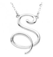 14K White Script Initial S 16 Necklace - 84635229P