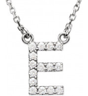14K White Initial E 1/8 CTW Diamond 16 Necklace - 67311104P