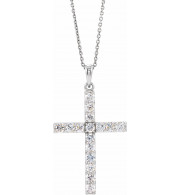 14K White 1/4 CTW Diamond Cross 18 Necklace - R4230860018P