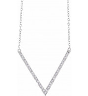 14K White 1/6 CTW Diamond V 16-18 Necklace - 65214760001P