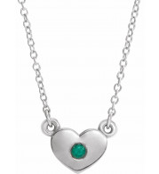 14K White Emerald Heart 16 Necklace - 8633560012P