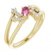 14K Yellow Pink Tourmaline & 1/8 CTW Diamond Bypass Ring - 72099632P