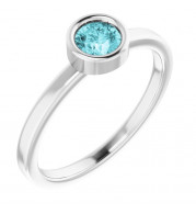 14K White 4.5 mm Round Blue Zircon Ring - 718066277P