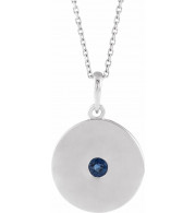 14K White Blue Sapphire Disc 16-18 Necklace - 8651460099P