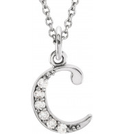 14K White .03 CTW Diamond Lowercase Initial c 16 Necklace - 8580360006P