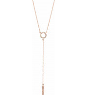 14K Rose 1/6 CTW Diamond Circle 16-18 Bar Y Necklace - 65230560002P