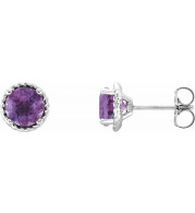 14K White Amethyst Rope Earrings - 86553600P