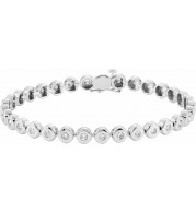 14K White 2 CTW Diamond Bezel-Set Line 7 Bracelet - 6740060001P