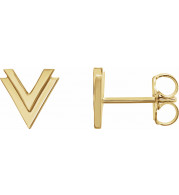 14K Yellow 8 mm Double V Earrings - 862586007P