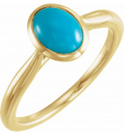 14K Yellow 8x6 mm Oval Cabochon Turquoise Ring - 72024608P