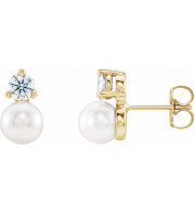 14K Yellow Freshwater Cultured Pearl & 1/2 CTW Diamond Earrings - 86719601P