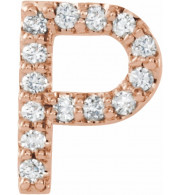 14K Rose .06 CTW Diamond Single Initial P Earring - 867976080P