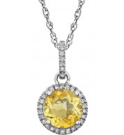 14K White Citrine & 1/10 CTW Diamond 18 Necklace - 65130170006P