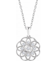 14K White 1/5 CTW Diamond Granulated Filigree 18 Necklace - 65260560000P