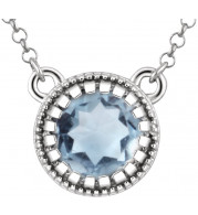 14K White Aquamarine March 18 Birthstone Necklace - 651611106P