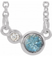 14K White Aquamarine & .02 CTW Diamond 16 Necklace - 86793619P