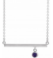 14K White Amethyst Bezel-Set 18 Bar Necklace - 869056090P