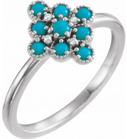 14K White Turquoise & .02 CTW Diamond Ring - 720736001P