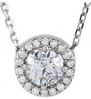 14K White 3/8 CTW Diamond Halo-Style 16 Necklace - 85916104P
