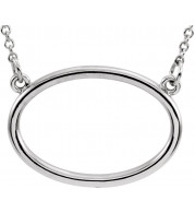 14K White Horizontal Oval 16 Necklace - 85869101P
