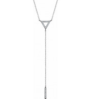 14K White 1/6 CTW Diamond Triangle & Bar Y 16-18 Necklace - 65230060000P