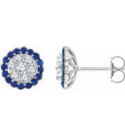 14K White Blue Sapphire & 5/8 CTW Diamond Earrings - 65194860002P
