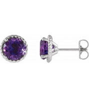 14K White Amethyst Rope Earrings - 86553610P