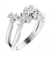 Platinum 1/2 CTW Diamond Cluster Bypass Ring - 123824603P
