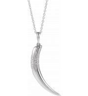 14K White 26.2x13.4 mm Tusk 16-18 Necklace - 86921600P