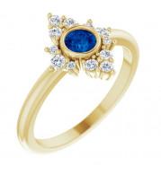 14K Yellow Blue Sapphire & 1/5 CTW Diamond Ring - 720896030P